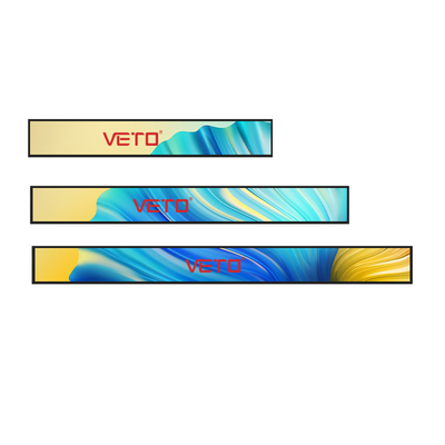 VETO ขนาดที่กําหนดเอง แผ่นแผง LCD ภายใน โปรแกรมโฆษณา ริมป้ายดิจิตอล สําหรับซุปเปอร์มาร์เก็ต