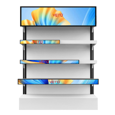 VETO 16.4 Inch bar LCD Display Ultra Wide Strip Shelf โครงการโฆษณาจอสําหรับซุปเปอร์มาร์เก็ต