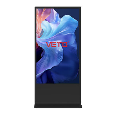 คุณภาพ VETO 32-86 นิ้ว พื้นยืนป้ายดิจิตอลกับความละเอียด 4K Android OS และอินฟราเรดทัชสําหรับโฆษณาภายใน โรงงาน