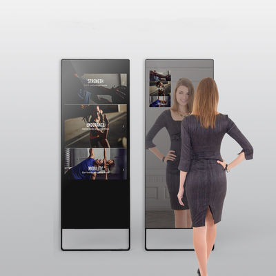 คุณภาพ กระจกเทมเปอร์แต่งตัวเต็มตัว Smart Touch Magic Mirror LCD ป้ายดิจิตอลในโรงยิมและร้านขายผ้า โรงงาน
